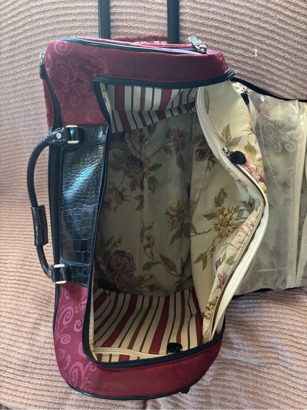 Brighton Burgundy Travel Duffel Bag with Black Accents